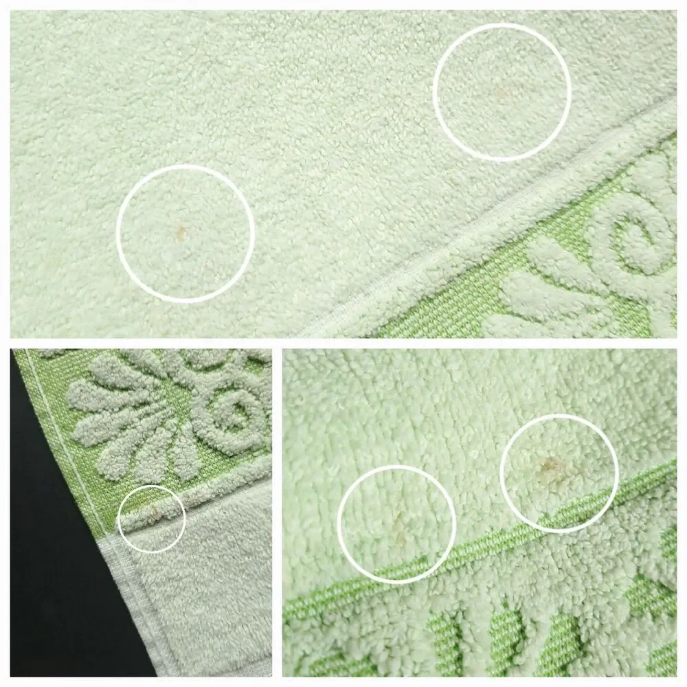VTG Cannon Hand Towel Lot of 2 Green Sculpted Floral Fringe USA MCM Style READ